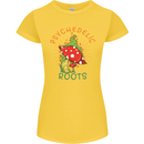 Psychedelic Roots Magic Mushrooms LSD Hippy Womens Petite Cut T-Shirt Yellow
