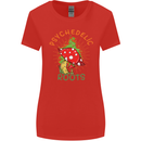 Psychedelic Roots Magic Mushrooms LSD Hippy Womens Wider Cut T-Shirt Red