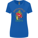 Psychedelic Roots Magic Mushrooms LSD Hippy Womens Wider Cut T-Shirt Royal Blue