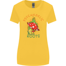 Psychedelic Roots Magic Mushrooms LSD Hippy Womens Wider Cut T-Shirt Yellow