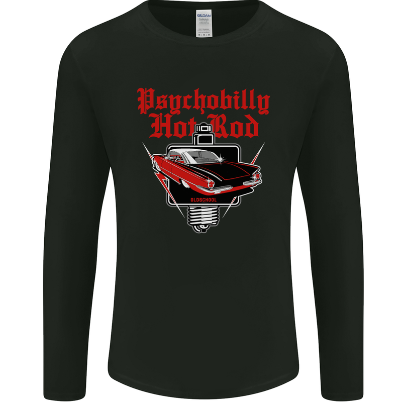 Psychobilly Hot Rod Hotrod Dragster Mens Long Sleeve T-Shirt Black