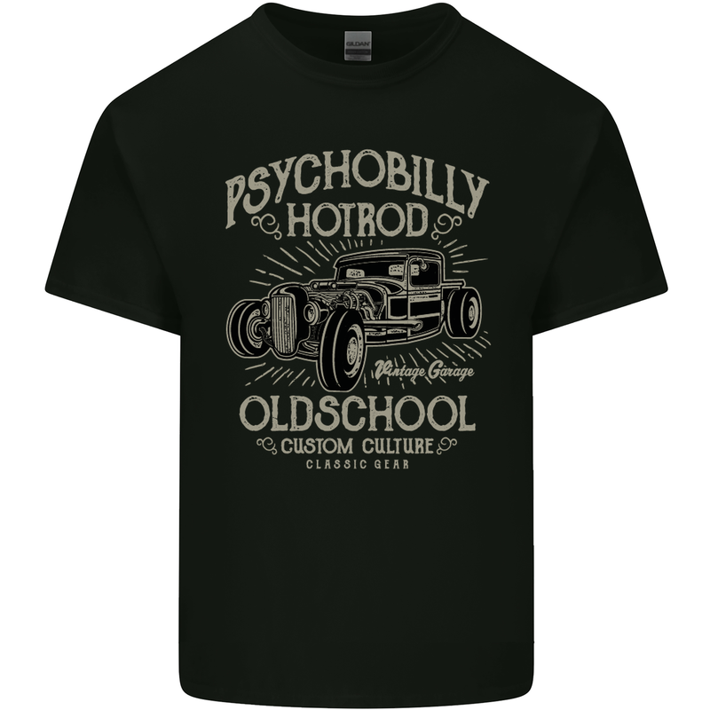 Psychobilly Hotrod Hot Rod Dragster Mens Cotton T-Shirt Tee Top Black
