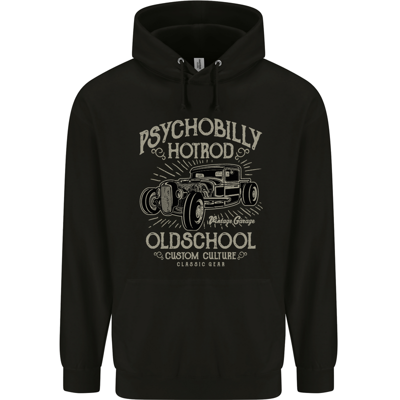 Psychobilly Hotrod Hot Rod Dragster Mens Hoodie Black
