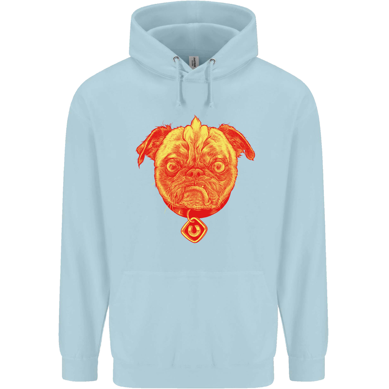 Pug Finger Flip Offensive Funny Dog Childrens Kids Hoodie Light Blue