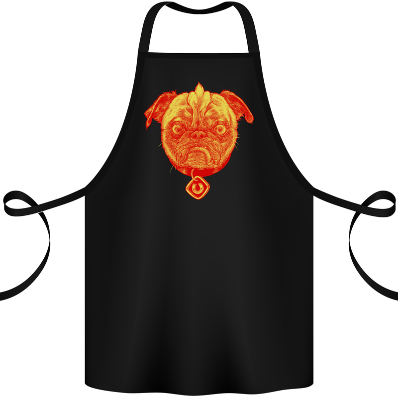 Pug Finger Flip Offensive Funny Dog Cotton Apron 100% Organic Black