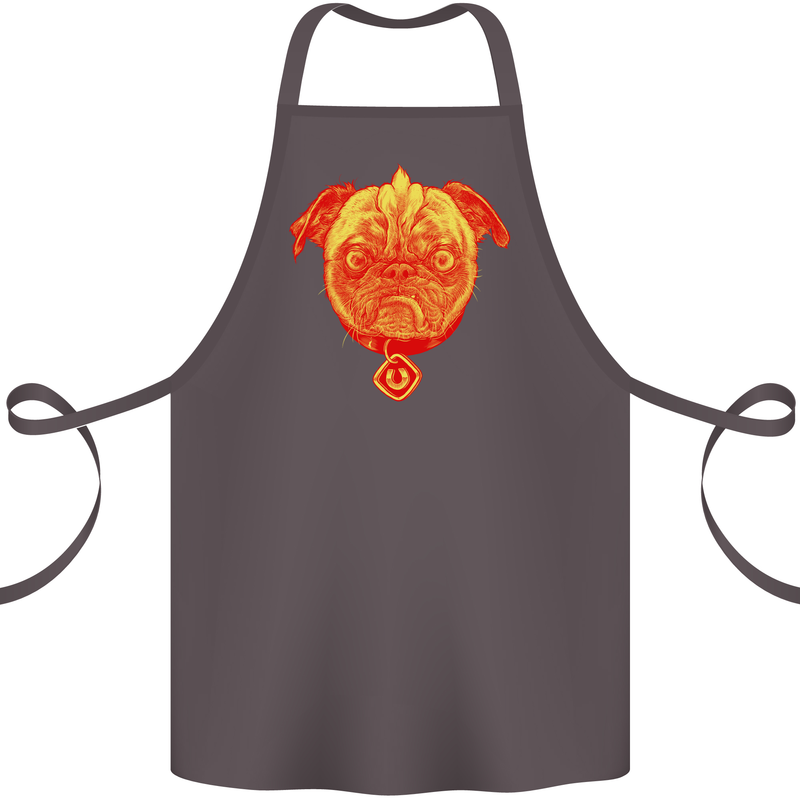 Pug Finger Flip Offensive Funny Dog Cotton Apron 100% Organic Dark Grey