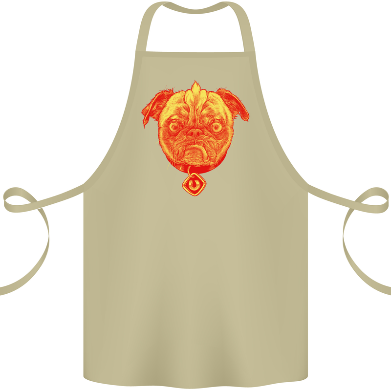 Pug Finger Flip Offensive Funny Dog Cotton Apron 100% Organic Khaki