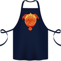 Pug Finger Flip Offensive Funny Dog Cotton Apron 100% Organic Navy Blue
