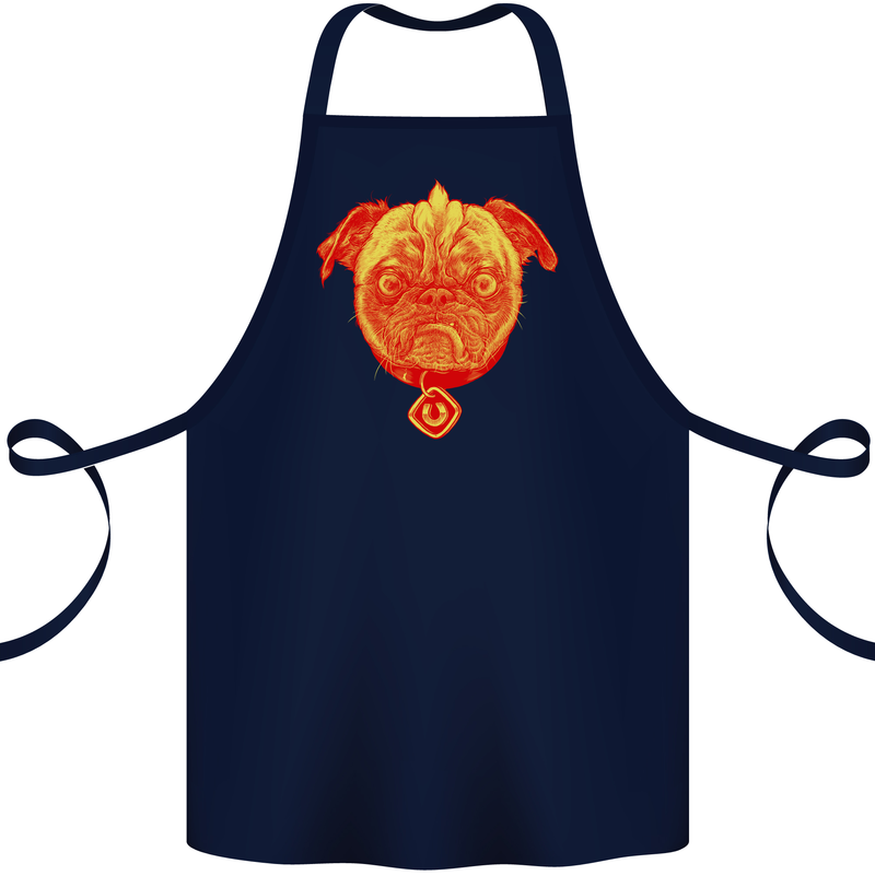 Pug Finger Flip Offensive Funny Dog Cotton Apron 100% Organic Navy Blue