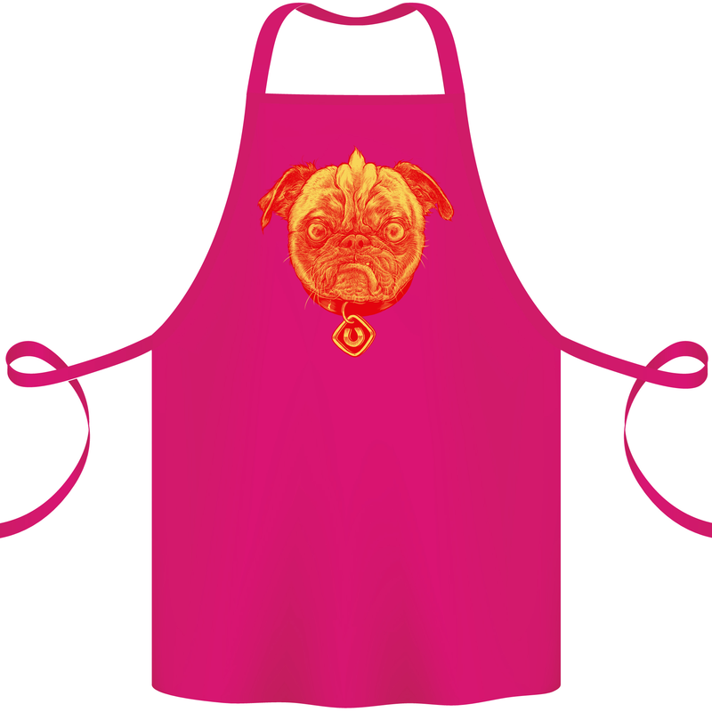Pug Finger Flip Offensive Funny Dog Cotton Apron 100% Organic Pink