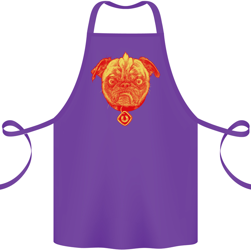 Pug Finger Flip Offensive Funny Dog Cotton Apron 100% Organic Purple