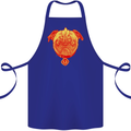 Pug Finger Flip Offensive Funny Dog Cotton Apron 100% Organic Royal Blue