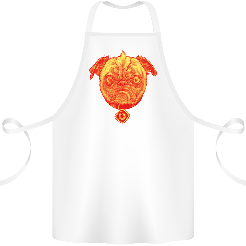 Pug Finger Flip Offensive Funny Dog Cotton Apron 100% Organic White