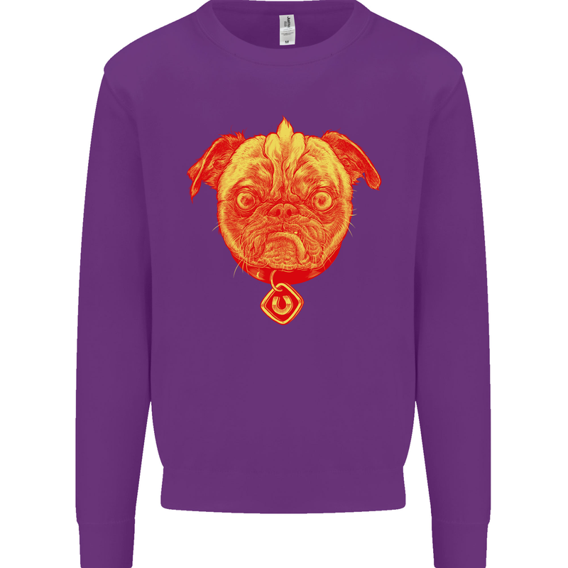 Pug Finger Flip Offensive Funny Dog Kids Sweatshirt Jumper Purple