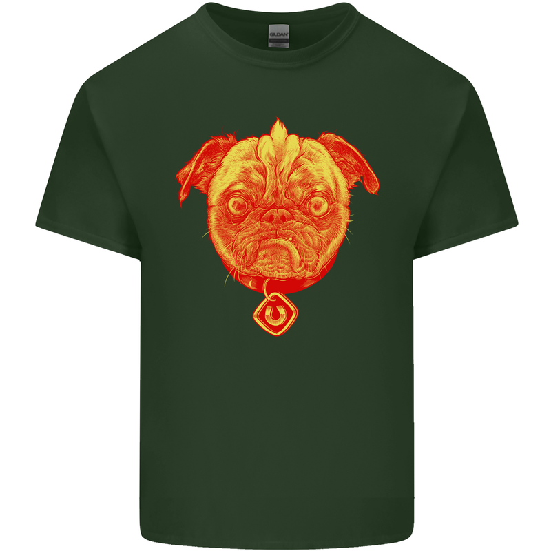 Pug Finger Flip Offensive Funny Dog Mens Cotton T-Shirt Tee Top Forest Green