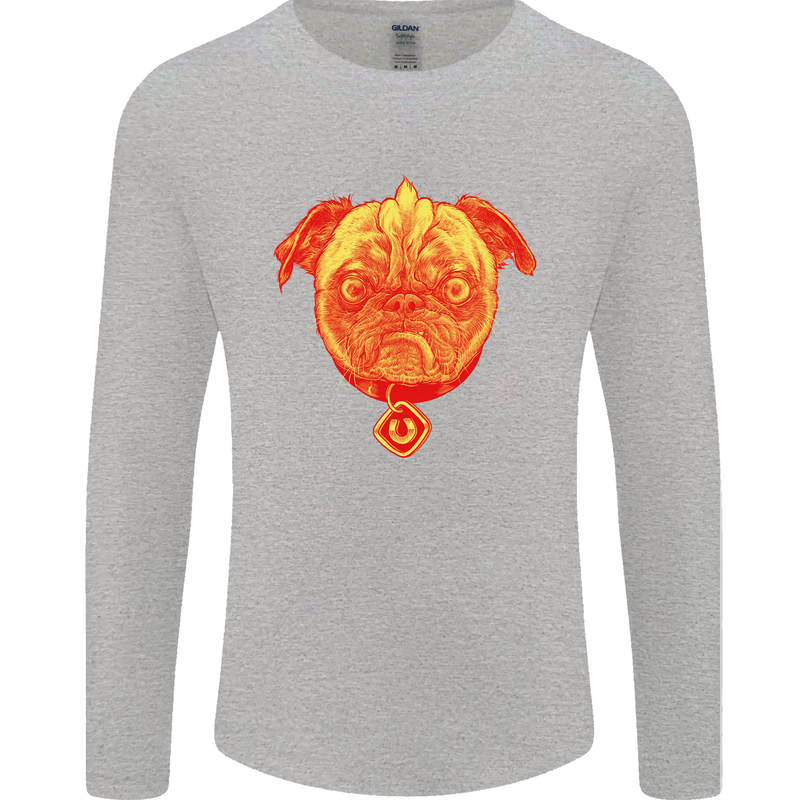 Pug Finger Flip Offensive Funny Dog Mens Long Sleeve T-Shirt Sports Grey
