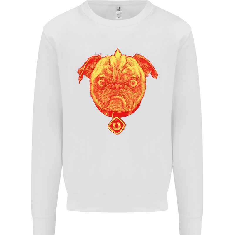 Pug Finger Flip Offensive Funny Dog Mens Sweatshirt Jumper White