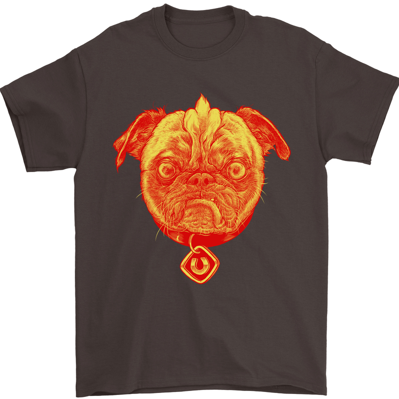 Pug Finger Flip Offensive Funny Dog Mens T-Shirt Cotton Gildan Dark Chocolate
