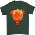 Pug Finger Flip Offensive Funny Dog Mens T-Shirt Cotton Gildan Forest Green