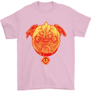 Pug Finger Flip Offensive Funny Dog Mens T-Shirt Cotton Gildan Light Pink
