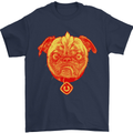 Pug Finger Flip Offensive Funny Dog Mens T-Shirt Cotton Gildan Navy Blue