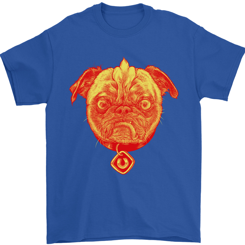 Pug Finger Flip Offensive Funny Dog Mens T-Shirt Cotton Gildan Royal Blue