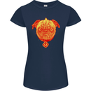 Pug Finger Flip Offensive Funny Dog Womens Petite Cut T-Shirt Navy Blue