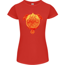 Pug Finger Flip Offensive Funny Dog Womens Petite Cut T-Shirt Red