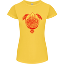 Pug Finger Flip Offensive Funny Dog Womens Petite Cut T-Shirt Yellow