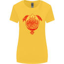 Pug Finger Flip Offensive Funny Dog Womens Wider Cut T-Shirt Yellow