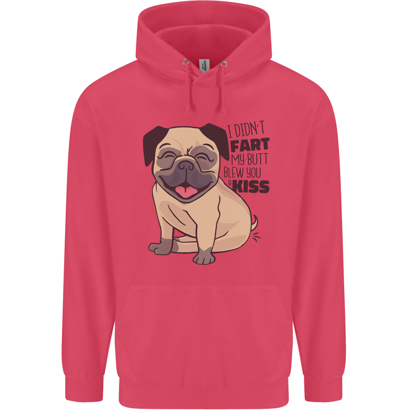Pug I Didn't Fart My Butt Blew You a Kiss Childrens Kids Hoodie Heliconia