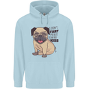 Pug I Didn't Fart My Butt Blew You a Kiss Childrens Kids Hoodie Light Blue