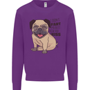 Pug I Didn't Fart My Butt Blew You a Kiss Kids Sweatshirt Jumper Purple
