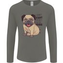Pug I Didn't Fart My Butt Blew You a Kiss Mens Long Sleeve T-Shirt Charcoal