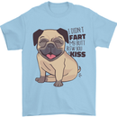 Pug I Didn't Fart My Butt Blew You a Kiss Mens T-Shirt Cotton Gildan Light Blue
