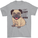 Pug I Didn't Fart My Butt Blew You a Kiss Mens T-Shirt Cotton Gildan Sports Grey