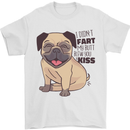 Pug I Didn't Fart My Butt Blew You a Kiss Mens T-Shirt Cotton Gildan White