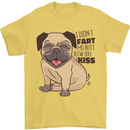 Pug I Didn't Fart My Butt Blew You a Kiss Mens T-Shirt Cotton Gildan Yellow