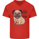Pug I Didn't Fart My Butt Blew You a Kiss Mens V-Neck Cotton T-Shirt Red