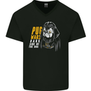 Pug Wars Funny Parody Dog Mens V-Neck Cotton T-Shirt Black