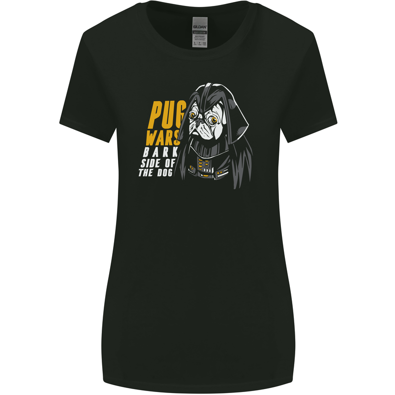 Pug Wars Funny Parody Dog Womens Wider Cut T-Shirt Black