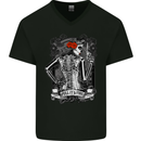 Pull It and Fire Day of the Dead La Catrina Mens V-Neck Cotton T-Shirt Black