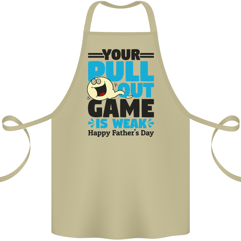 Pull Out Game Funny Offensive Fathers Day Cotton Apron 100% Organic Khaki