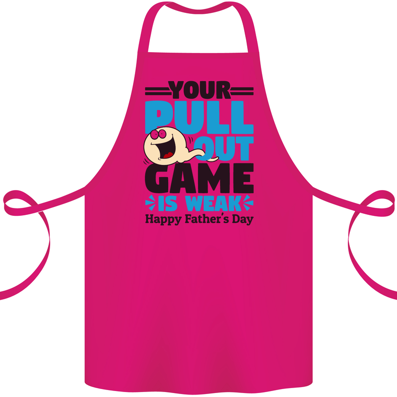 Pull Out Game Funny Offensive Fathers Day Cotton Apron 100% Organic Pink