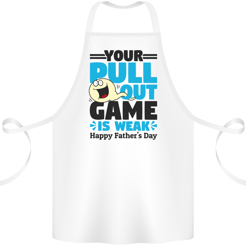 Pull Out Game Funny Offensive Fathers Day Cotton Apron 100% Organic White