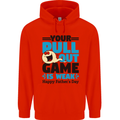 Pull Out Game Funny Offensive Fathers Day Mens 80% Cotton Hoodie Bright Red