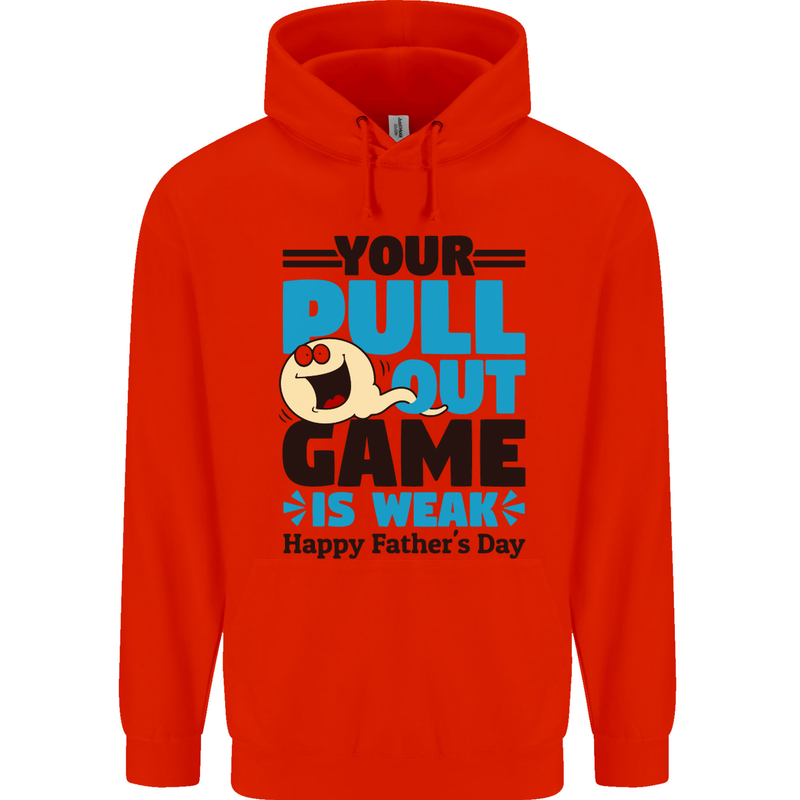 Pull Out Game Funny Offensive Fathers Day Mens 80% Cotton Hoodie Bright Red