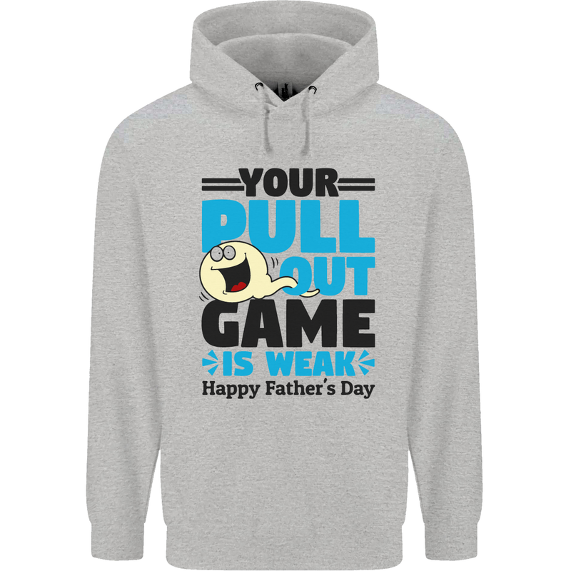 Pull Out Game Funny Offensive Fathers Day Mens 80% Cotton Hoodie Sports Grey
