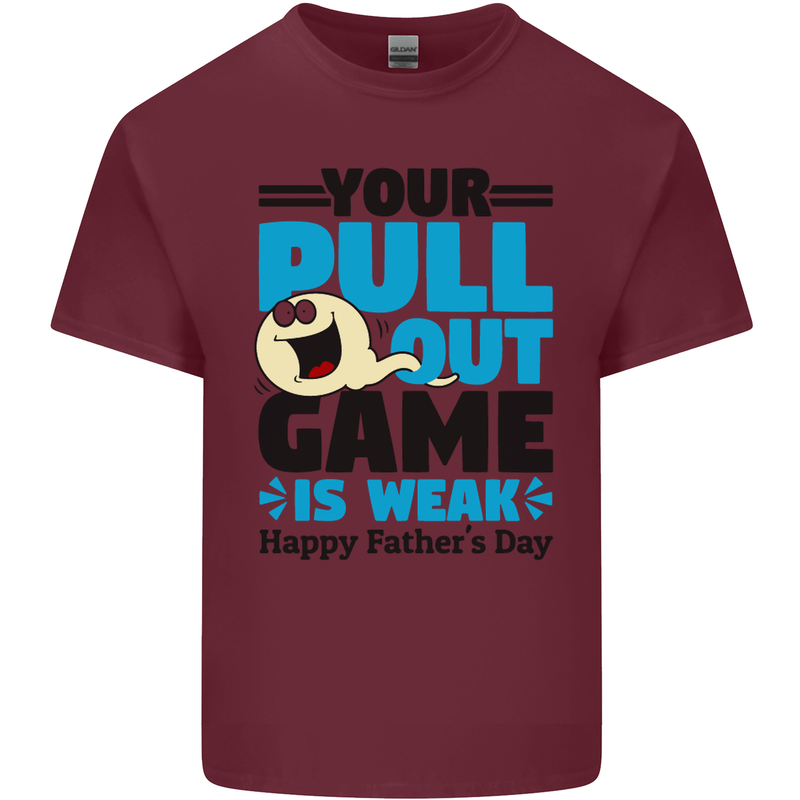 Pull Out Game Funny Offensive Fathers Day Mens Cotton T-Shirt Tee Top Maroon