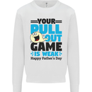 Pull Out Game Funny Offensive Fathers Day Mens Sweatshirt Jumper White